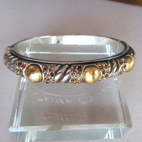 Brighton | Jewelry | Brighton Ornate Silver Plate Hinged Bangle Gold ...